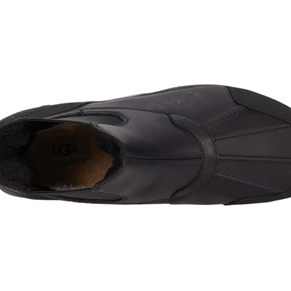 UGG Butte Chelsea leather fur waterproof black boot. Size: 11